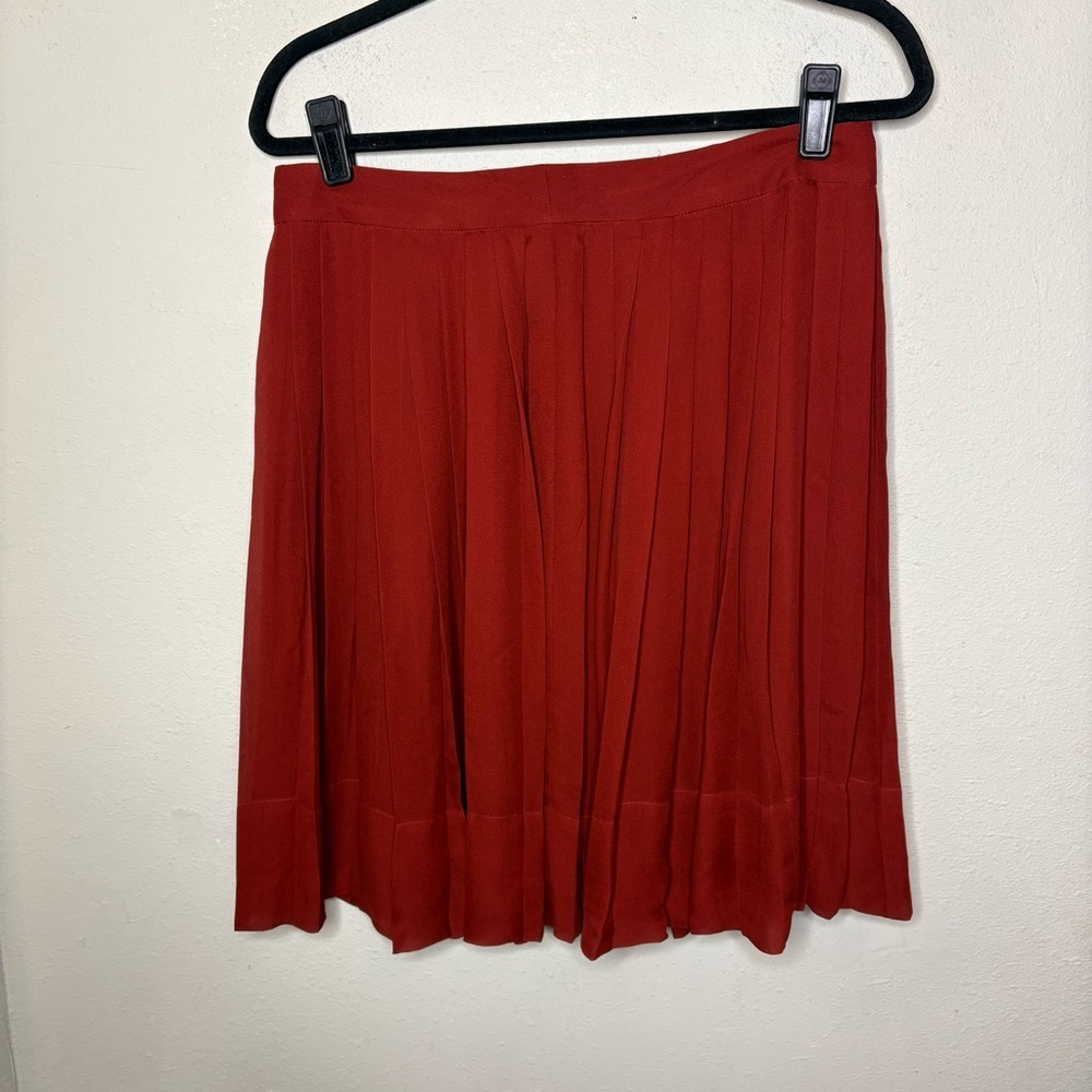 Rust Orange Silk Pleated Women’s Skirt 8 Petite